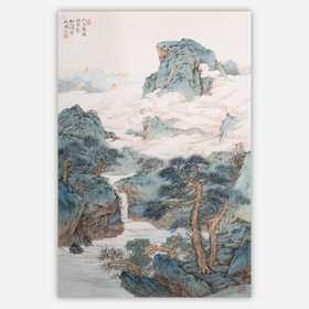 姚涯屏《谿山深秀于岭外》国画68CM×46CM 约3平尺手绘纸本宣纸作品【原作编号GH0397】