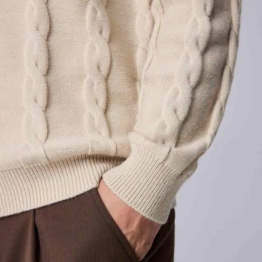 墨麦客男装复古绞花圆领针织衫男士2024冬季新款重磅宽松毛衣男潮 商品图4