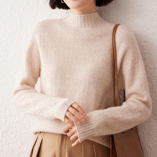 【高货QJ】全新升级【铂金会员367/天猫489/差价122】(54245) 洛诗琳秋冬新款半高领山羊绒针织打底衫女上衣 商品图8