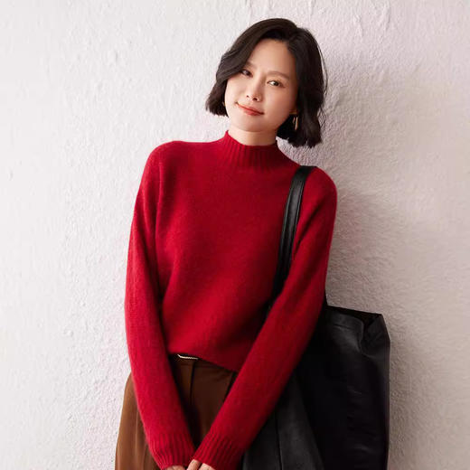 【高货QJ】全新升级【铂金会员367/天猫489/差价122】(54245) 洛诗琳秋冬新款半高领山羊绒针织打底衫女上衣 商品图2
