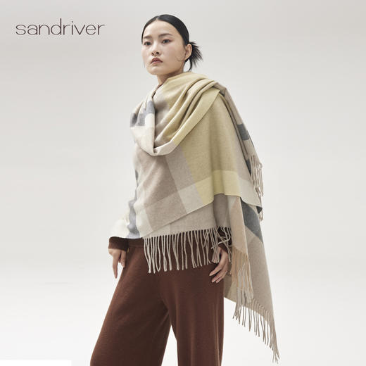 羊绒格纹提花披毯SJF95P620N 商品图5