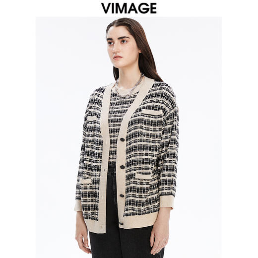 VIMAGE纬漫纪秋季新款显瘦百搭舒适针织开衫外套V1601204 商品图1