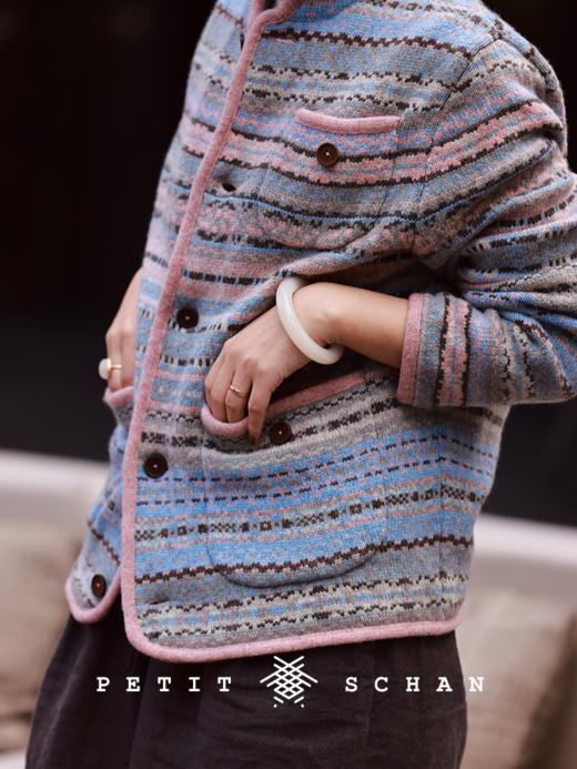 PETIT SCHAN小闪 CLO#412 Star of Bethlehem 圣诞星 绵羊毛羊驼毛混纺费尔岛提花小立领开衫 商品图3