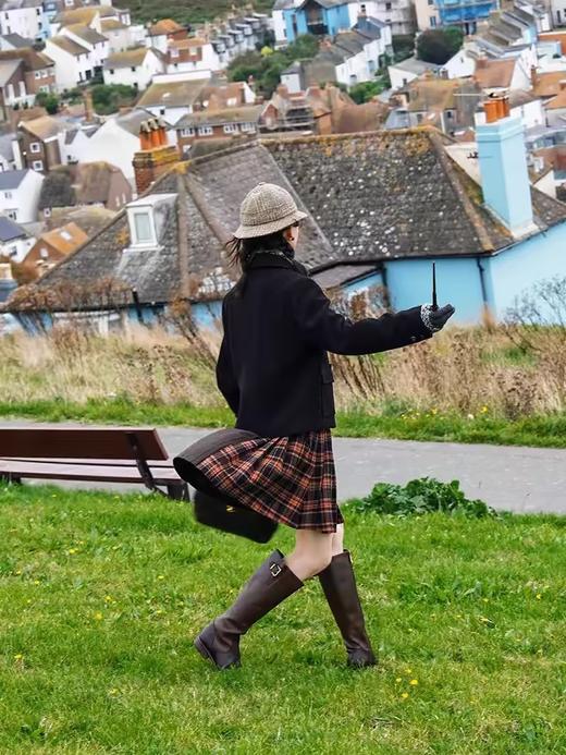 浮生八记/24D155/“格兰芬多”设计感拼接复古多种穿法苏格兰羊毛百褶裙 商品图3