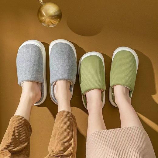 乳胶棉拖鞋女 冬季新款居家用 防滑厚底情侣棉拖鞋 乳胶中底 一踩一回弹 保暖乳胶拖鞋 每一步都踩在乳胶枕上 商品图2