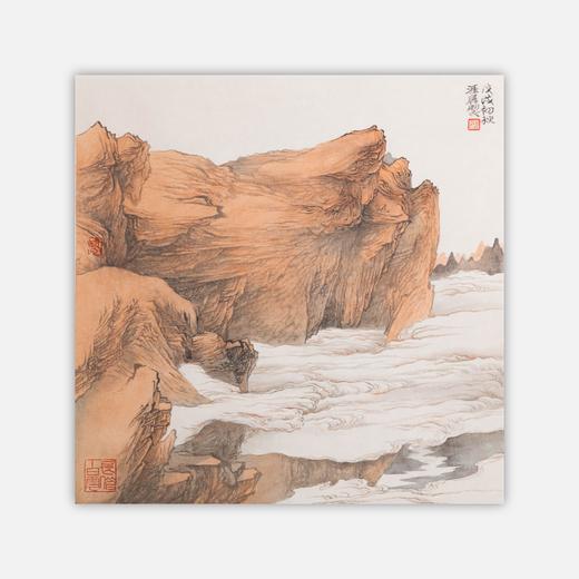 姚涯屏《戊戌初秋山水小品》国画34CM×34CM 约1平尺手绘纸本宣纸作品【原作编号GH0398】 商品图0