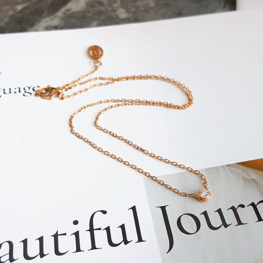 【95新】Cartier卡地亚Cartier d'Amour系列B721570018K玫瑰金小号9分单钻飞碟项链161224NJT18 现售价：5100 商品图1