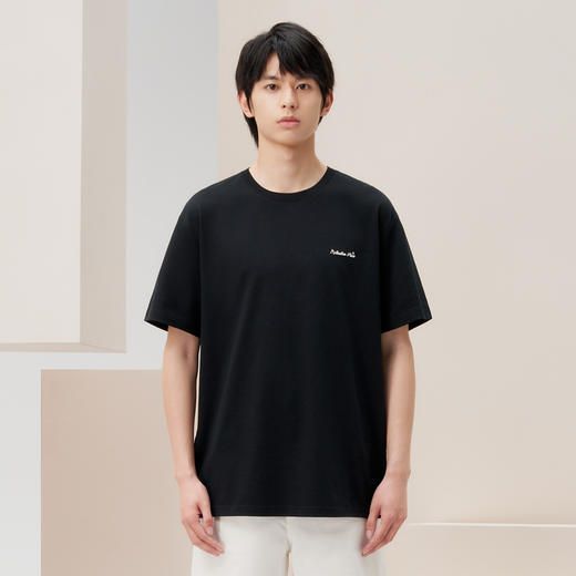 gxg.jeans男装2024年夏季热卖黑色刺绣圆领短袖T恤J24D442068 商品图1