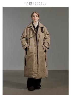 半圆/Z23405014/加厚长款过膝风衣式羽绒服