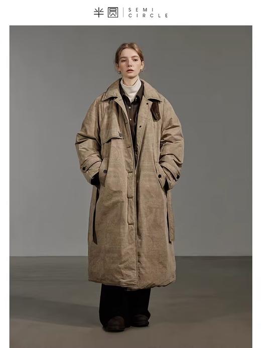 半圆/Z23405014/加厚长款过膝风衣式羽绒服 商品图0