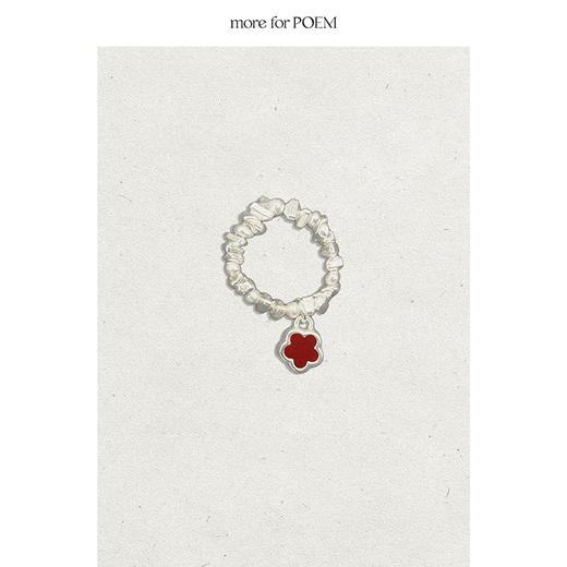 moreforPOEM 幸运红玛瑙花朵手链戒指重工925银本命年开运礼物 商品图1