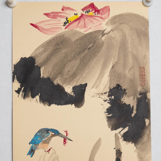 姚涯屏《夏阴》国画66CM×33.5CM 约2平尺手绘纸本宣纸作品（荷花，翠鸟）【原作编号GH0409】 商品图2