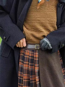 浮生八记/24D155/“格兰芬多”设计感拼接复古多种穿法苏格兰羊毛百褶裙