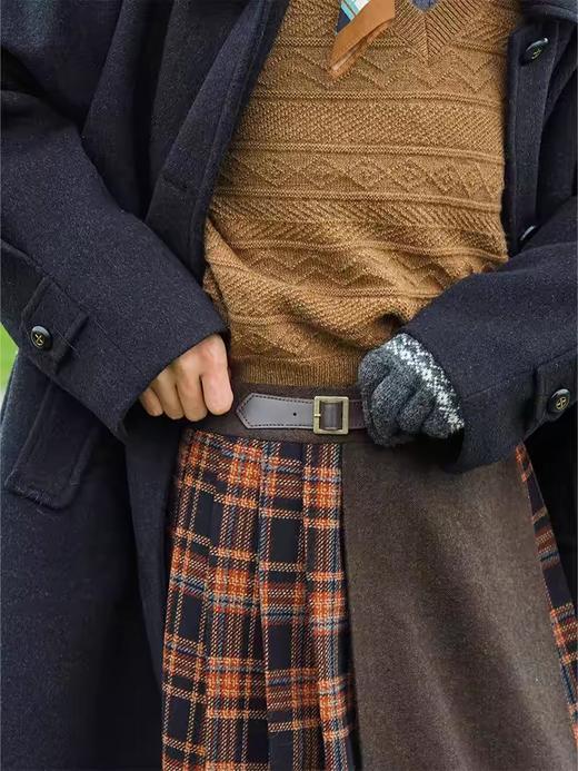 浮生八记/24D155/“格兰芬多”设计感拼接复古多种穿法苏格兰羊毛百褶裙 商品图0