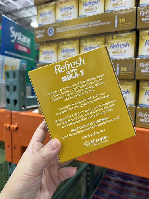 #1医生第一推荐👍Refresh mega-3 润滑滴眼液 70支装 恢复眼睛活力 适用于干眼症、用眼疲劳 不含防腐剂 商品图3