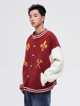 FMACM/ZZS2416/“棒球服” 复古纹章提花针织开衫