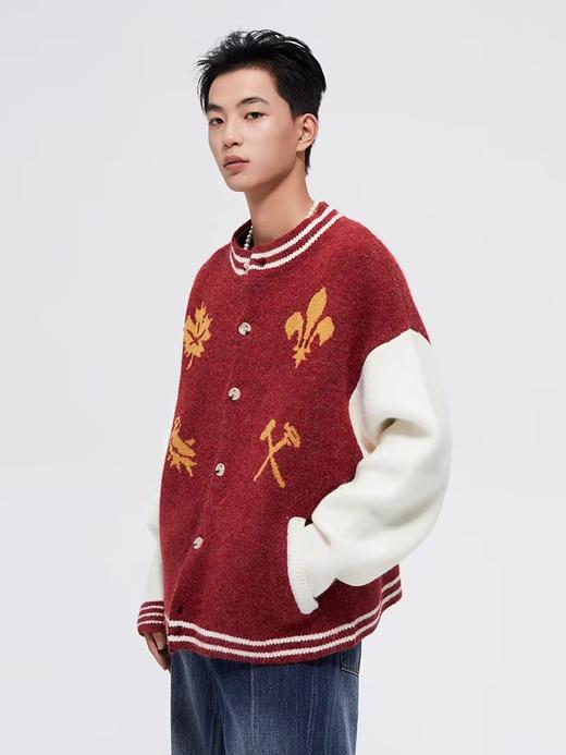 FMACM/ZZS2416/“棒球服” 复古纹章提花针织开衫 商品图0
