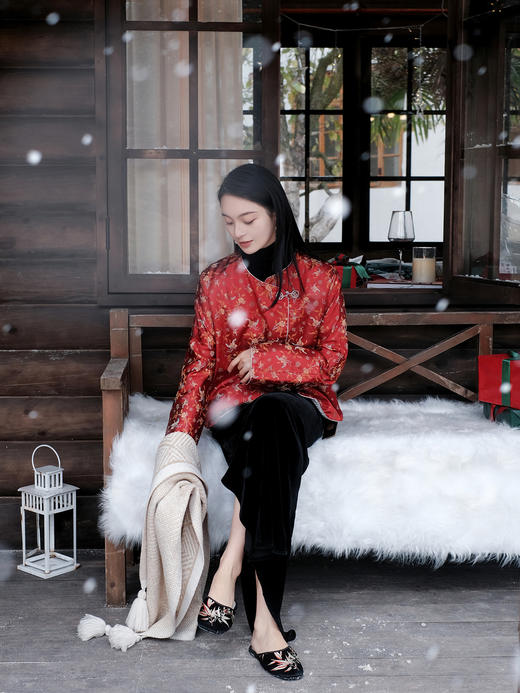 盛唐牡丹 |宋锦散花纹夹棉外套 商品图4