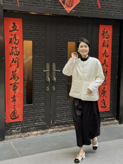 顺丰包邮洛诗琳55802暗纹提花~新中式国风盘扣圆领夹棉外套52603 商品图3