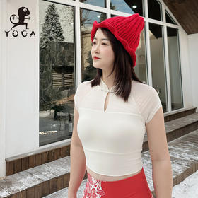 壁虎瑜伽【2412SY322】国风网纱短袖（一体式胸垫）【5天发货】