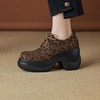 【预售5天】豹纹牛皮厚底单鞋女秋冬季新款圆头系带百搭小皮鞋DTN&510-1 商品缩略图0
