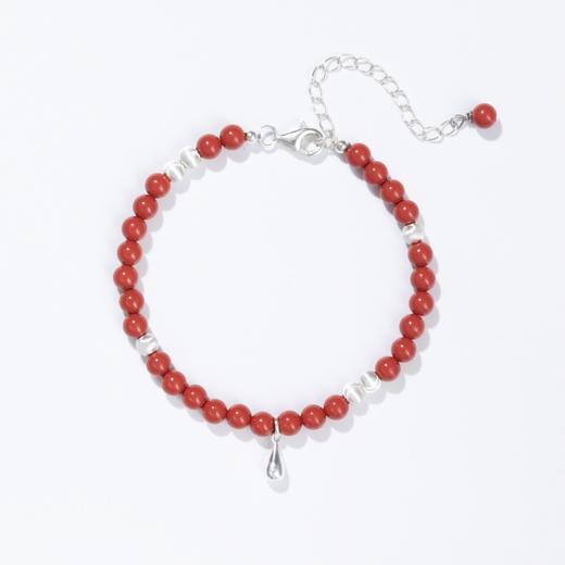 ELOANE GALLERY落岸 天然朱砂纯银水滴吊坠红色手链（7天内发货） 商品图3