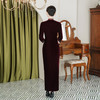 DNO-4FH7801-1丝绒加厚旗袍礼服薄款厚款中国风喜婆婆大码连衣裙 商品缩略图3