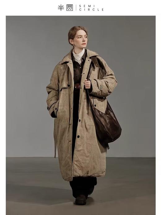 半圆/Z23405014/加厚长款过膝风衣式羽绒服 商品图1