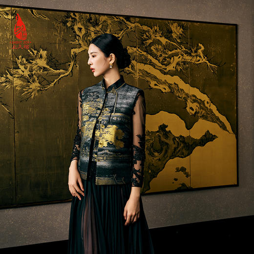 SAINTJOY/上久楷 女式宋锦马甲 中式上衣 中国风 复古 汉宫秋月 CY1044207006 商品图3