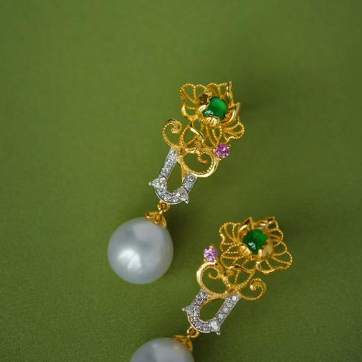 龢盒原创 牡丹花开澳白珍珠耳环 商品图2