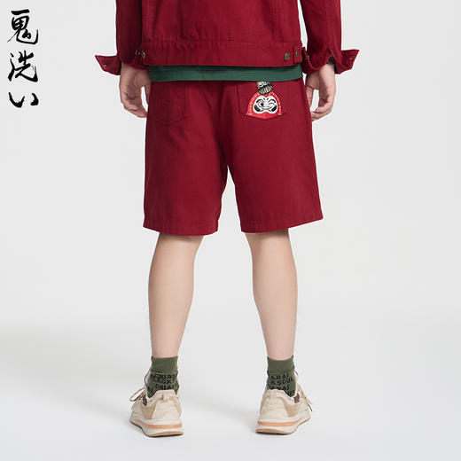 ONIARAI/鬼洗25春夏棒系列达摩叠叠乐打褶宽松红色短裤男 25N0543 商品图0