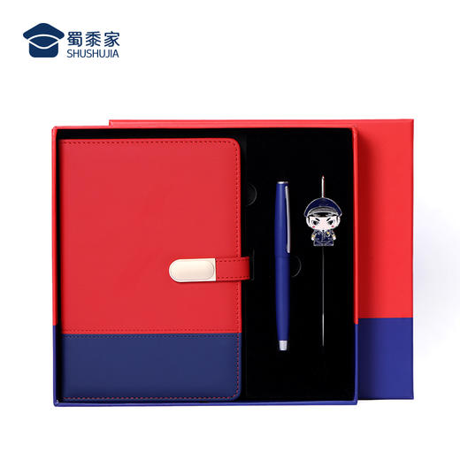 【红蓝笔记本套装】PU封面笔记本办公用日记本套装记事本 商品图8