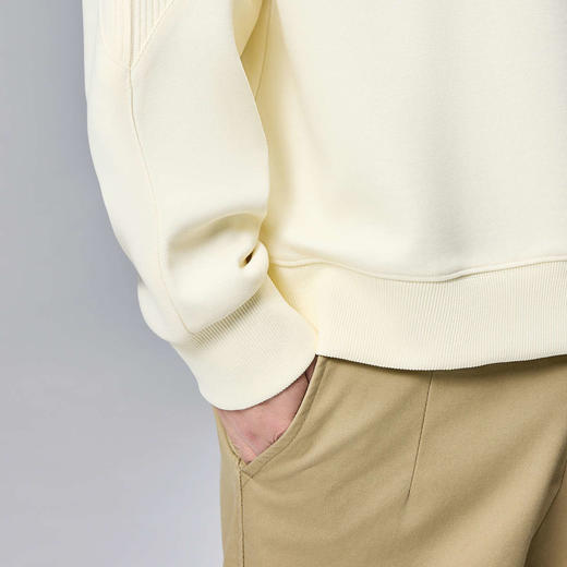 墨麦客男装同色肌理拼接男士休闲圆领卫衣2024秋季新款重磅上衣。 商品图2