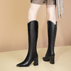 【预售7天】新款优雅百搭V口时装靴粗高跟尖头秋冬高筒不过膝显瘦骑士靴DPJ&8900 商品缩略图3