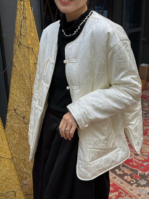 顺丰包邮洛诗琳55802暗纹提花~新中式国风盘扣圆领夹棉外套52603 商品图4