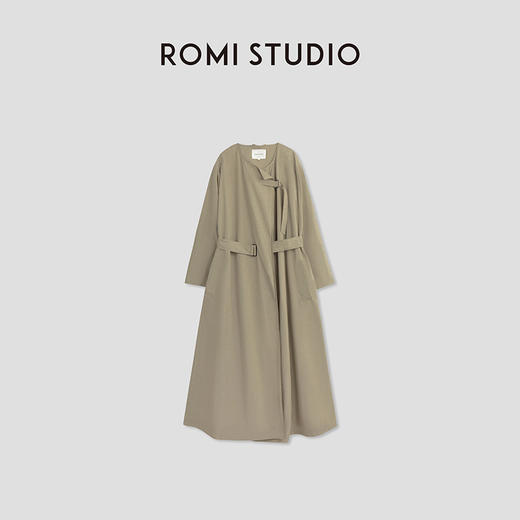 ROMI STUDIO【高定系列】挚爱私服 卡其色廓形长款风衣W2719 商品图0