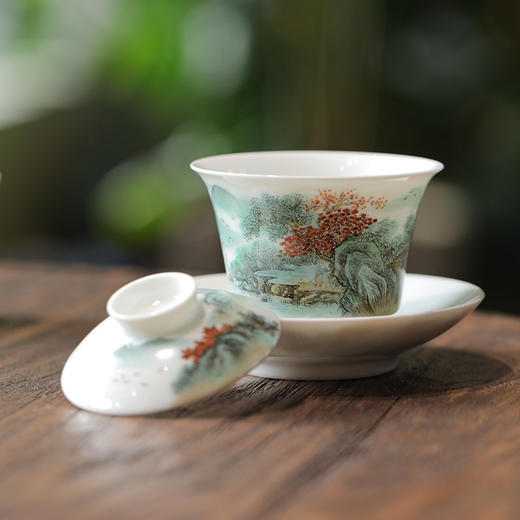 省工艺美术师亲工青绿粉彩山水茶器 商品图2