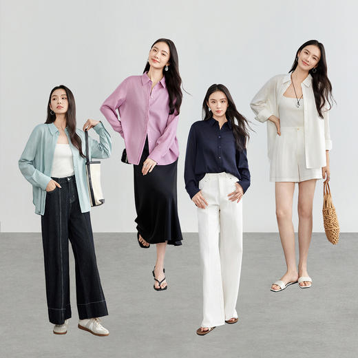 【内购】通搭四季简约轻奢莱赛尔亚麻风琴门襟宽松轻盈垂感清爽薄衬衫-151C57772 商品图4