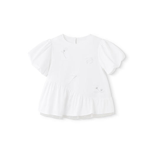 【商场同款】英氏儿童T恤短袖夏季上衣女童打底衫透气亲肤网纱T恤 商品图4