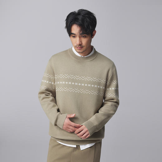 墨麦客男装2024秋冬季新款圆领毛衣男士加厚自发热打底针织衫外套 商品图1