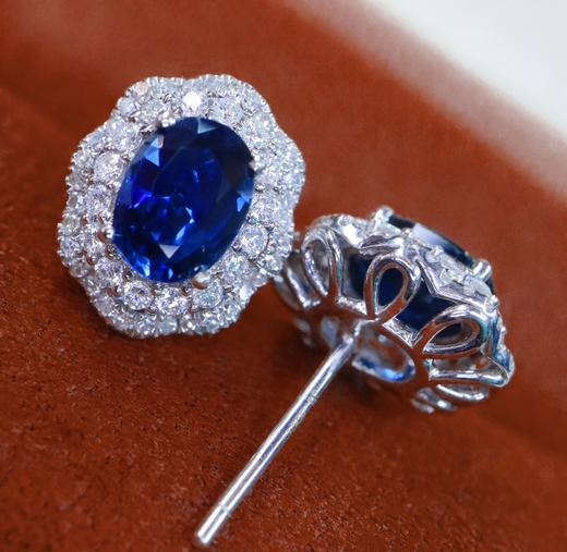 1.46ct刻面蓝宝石耳钉 商品图0
