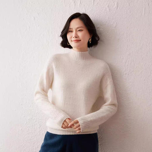 【高货QJ】全新升级【铂金会员367/天猫489/差价122】(54245) 洛诗琳秋冬新款半高领山羊绒针织打底衫女上衣 商品图3