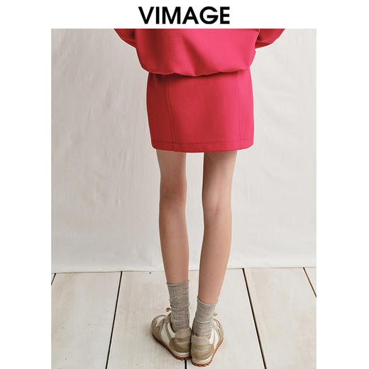 VIMAGE纬漫纪时尚休闲百搭高腰显瘦a字短裙半身裙春季新款V2306903 商品图4