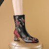 【预售5天】牛皮刺绣中筒靴真皮女鞋春秋单靴中跟民族风花朵粗跟棉靴ALS&2464 商品缩略图4