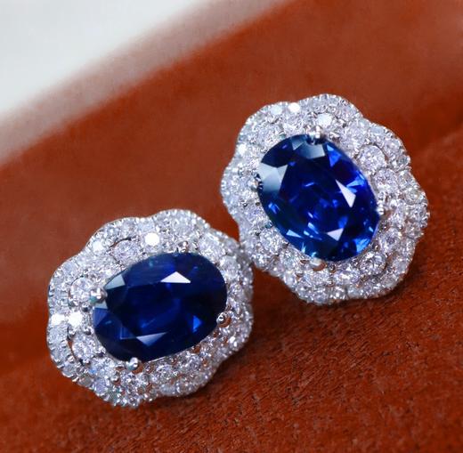 1.46ct刻面蓝宝石耳钉 商品图1