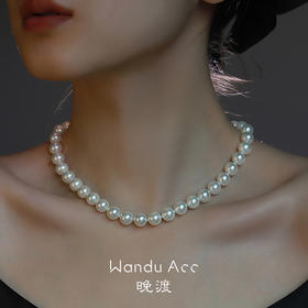 丁摩 澳母贝海贝珠正圆珍珠项链不掉色纯银元宝扣高级感澳白法式颈链4ZF-116