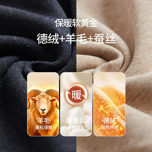 丁摩 德绒发热半高领保暖内衣男士加绒加厚上衣打底衫蚕丝羊毛秋衣冬季4ZF-N03 商品图4
