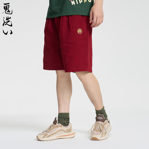 ONIARAI/鬼洗25春夏棒系列达摩叠叠乐打褶宽松红色短裤男 25N0543 商品图2