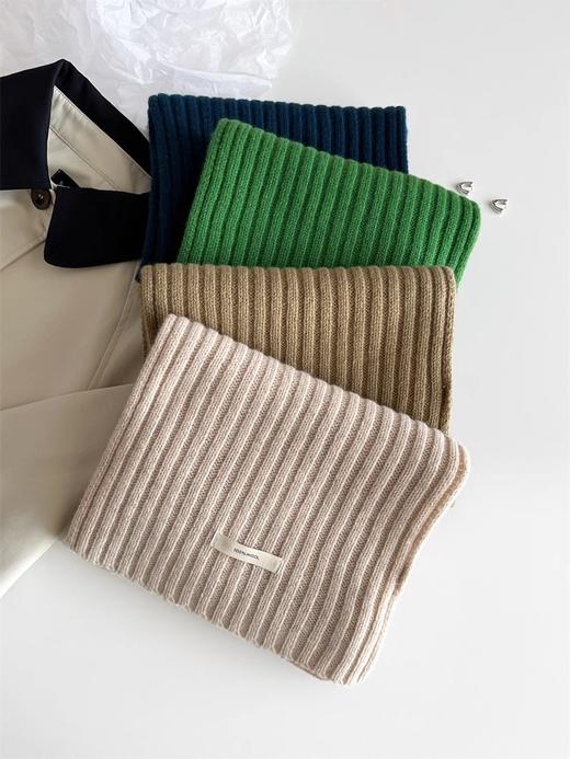 丁摩 100%羊毛围巾女秋冬加厚韩版情侣款针织保暖纯色布标毛线围脖4ZF-122301 商品图4