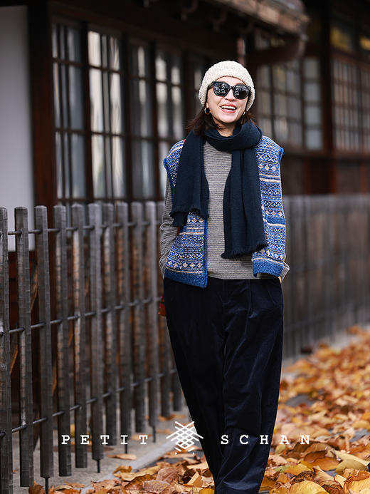 PETIT SCHAN小闪 CLO#678 Serenade the sea 海上小夜曲 纯羊毛费尔岛提花V领马甲 商品图2